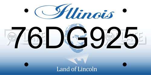 76DG925 Illinois License Plate