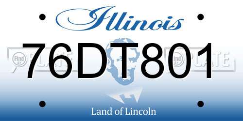 76DT801 Illinois License Plate