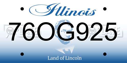 76OG925 Illinois License Plate