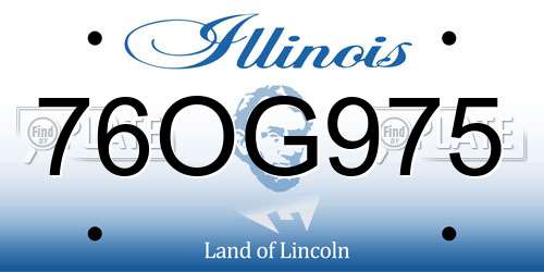 76OG975 Illinois License Plate