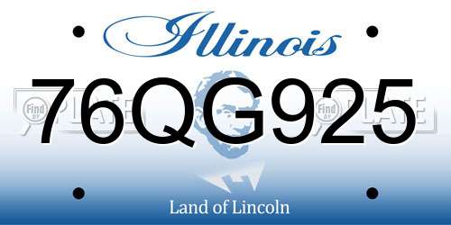 76QG925 Illinois License Plate