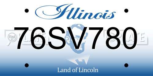 76SV780 Illinois License Plate