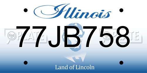 77JB758 Illinois License Plate