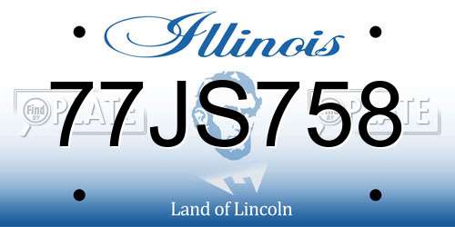 77JS758 Illinois License Plate