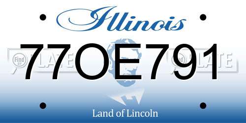 77OE791 Illinois License Plate