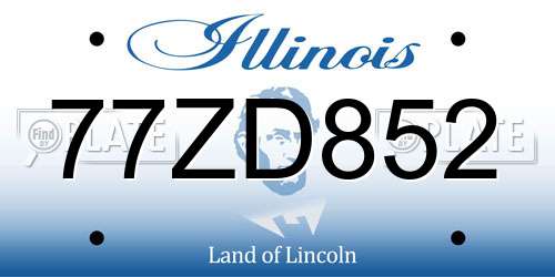 77ZD852 Illinois License Plate