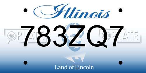 783ZQ7 Illinois License Plate