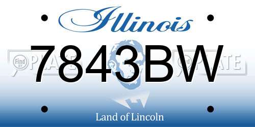 7843BW Illinois License Plate
