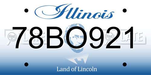 78BO921 Illinois License Plate