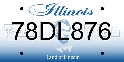 78DL876 Illinois License Plate