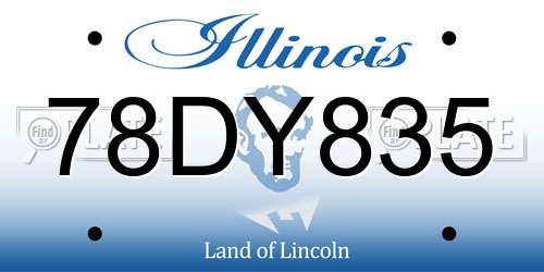 78DY835 Illinois License Plate