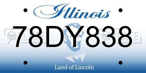 78DY838 Illinois License Plate
