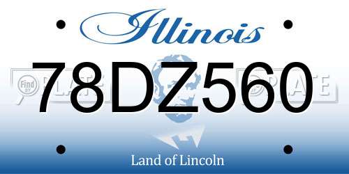 78DZ560 Illinois License Plate