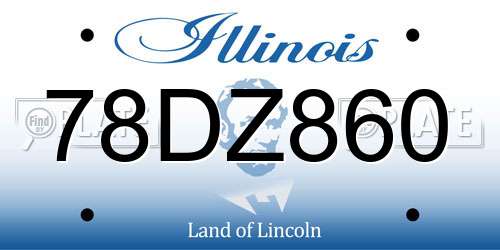 78DZ860 Illinois License Plate