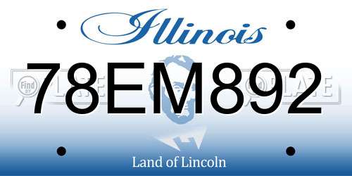 78EM892 Illinois License Plate