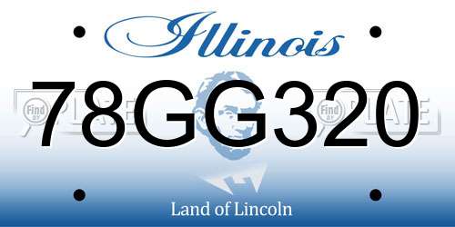 78GG320 Illinois License Plate