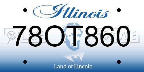 78OT860 Illinois License Plate