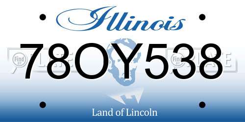 78OY538 Illinois License Plate