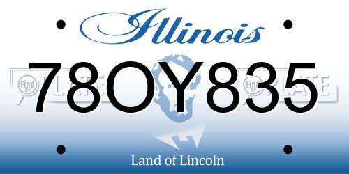 78OY835 Illinois License Plate