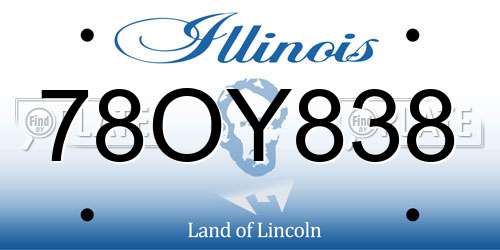 78OY838 Illinois License Plate