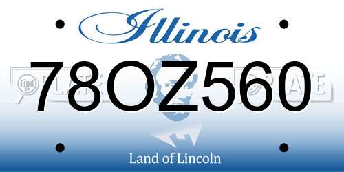 78OZ560 Illinois License Plate