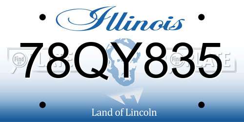 78QY835 Illinois License Plate