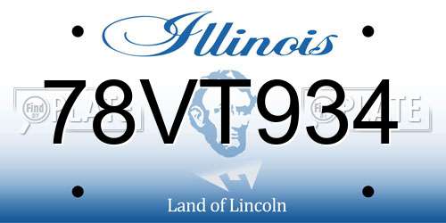 78VT934 Illinois License Plate