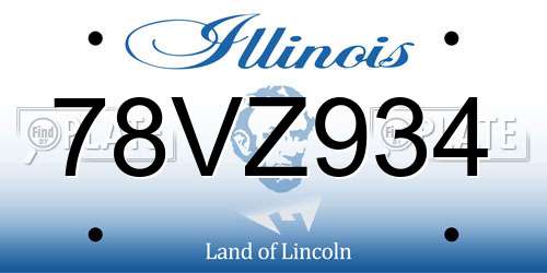 78VZ934 Illinois License Plate