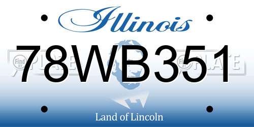 78WB351 Illinois License Plate