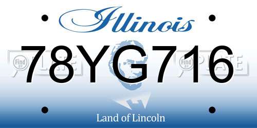 78YG716 Illinois License Plate