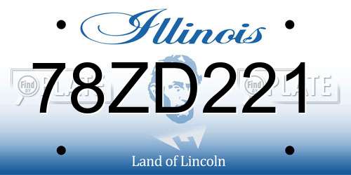 78ZD221 Illinois License Plate