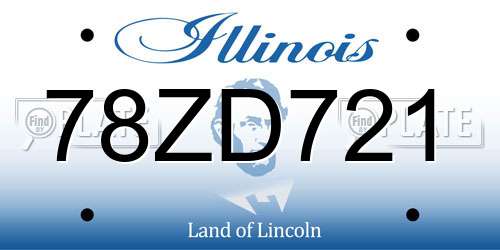 78ZD721 Illinois License Plate