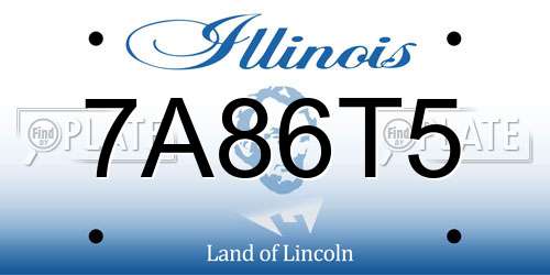 7A86T5 Illinois License Plate