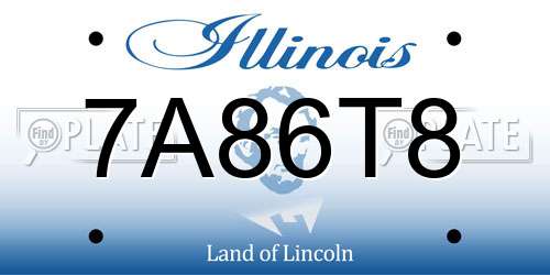 7A86T8 Illinois License Plate