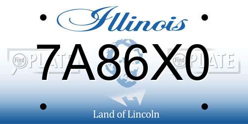 7A86X0 Illinois License Plate
