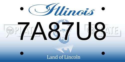 7A87U8 Illinois License Plate