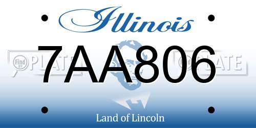 7AA806 Illinois License Plate