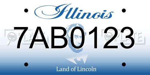 7AB0123 Illinois License Plate