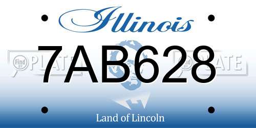 7AB628 Illinois License Plate