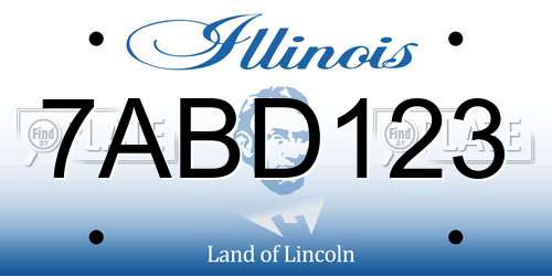 7ABD123 Illinois License Plate