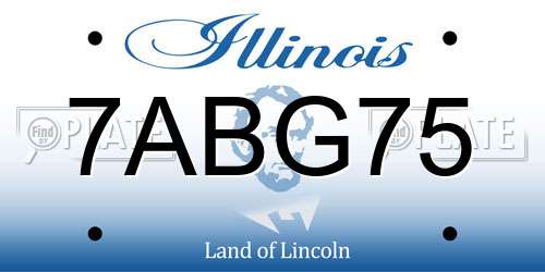 7ABG75 Illinois License Plate