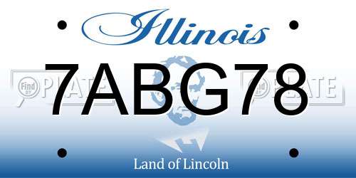 7ABG78 Illinois License Plate