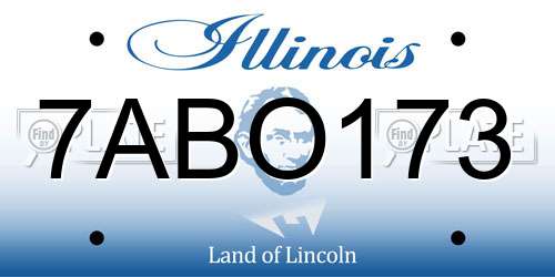 7ABO173 Illinois License Plate