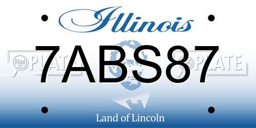7ABS87 Illinois License Plate
