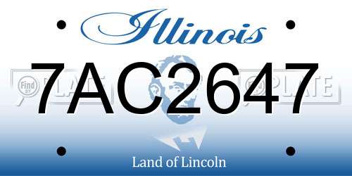 7AC2647 Illinois License Plate