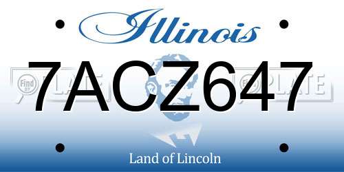 7ACZ647 Illinois License Plate