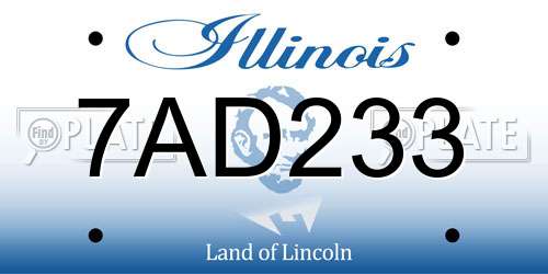 7AD233 Illinois License Plate