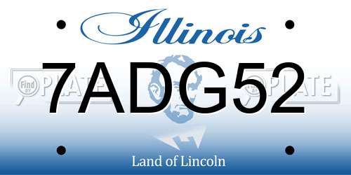 7ADG52 Illinois License Plate