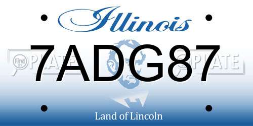 7ADG87 Illinois License Plate