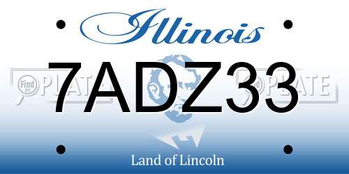 7ADZ33 Illinois License Plate